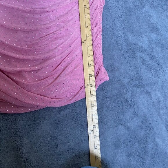 AFRM Womens‎ Rhinestone Pink Ruched Strapless Mesh Top Size Large Blouse NWT - Picture 7 of 7